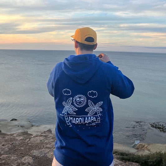 Palm Tree Hoodie in Bright Blue