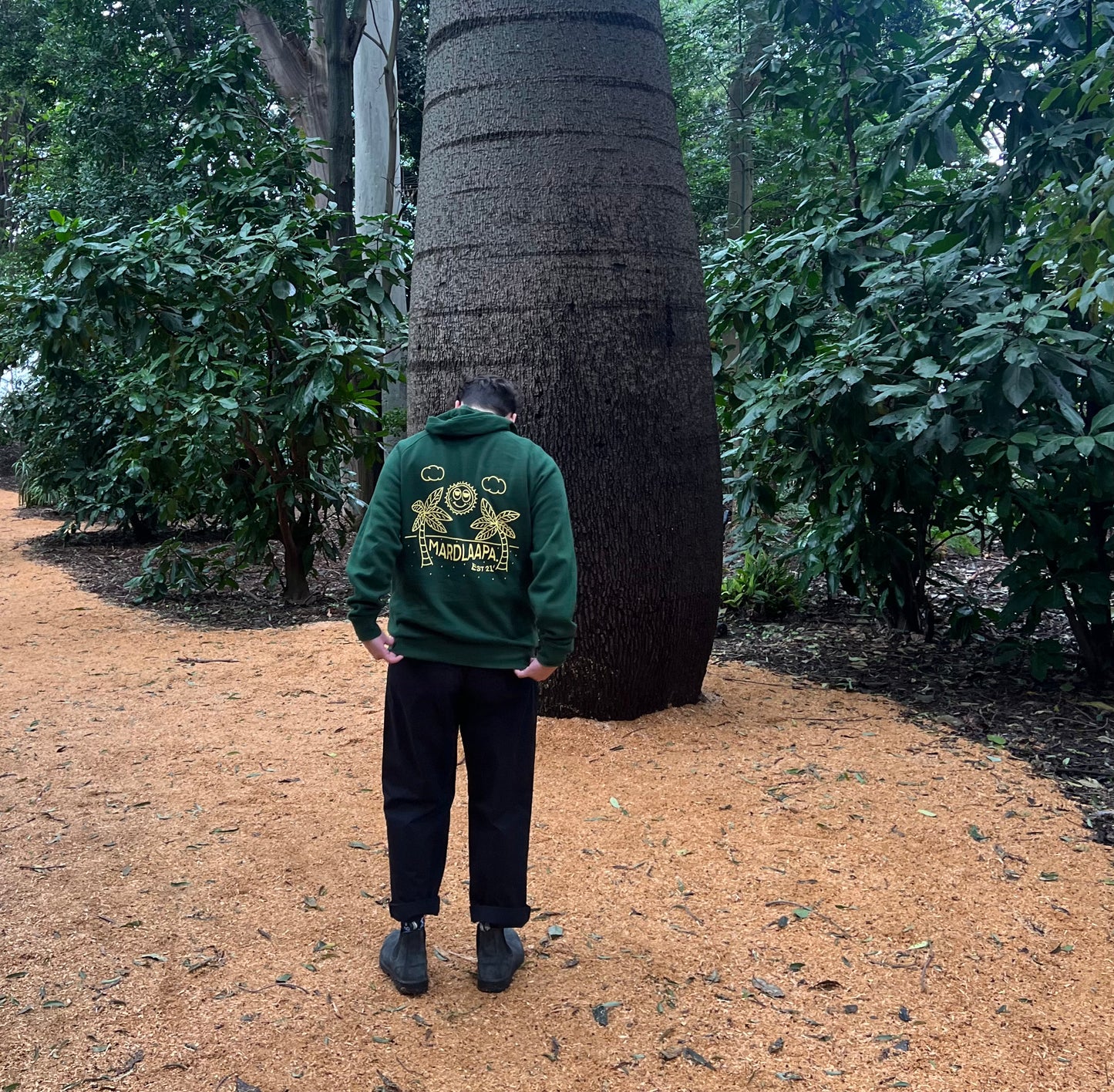 Palm Tree Hoodie in Forest Green