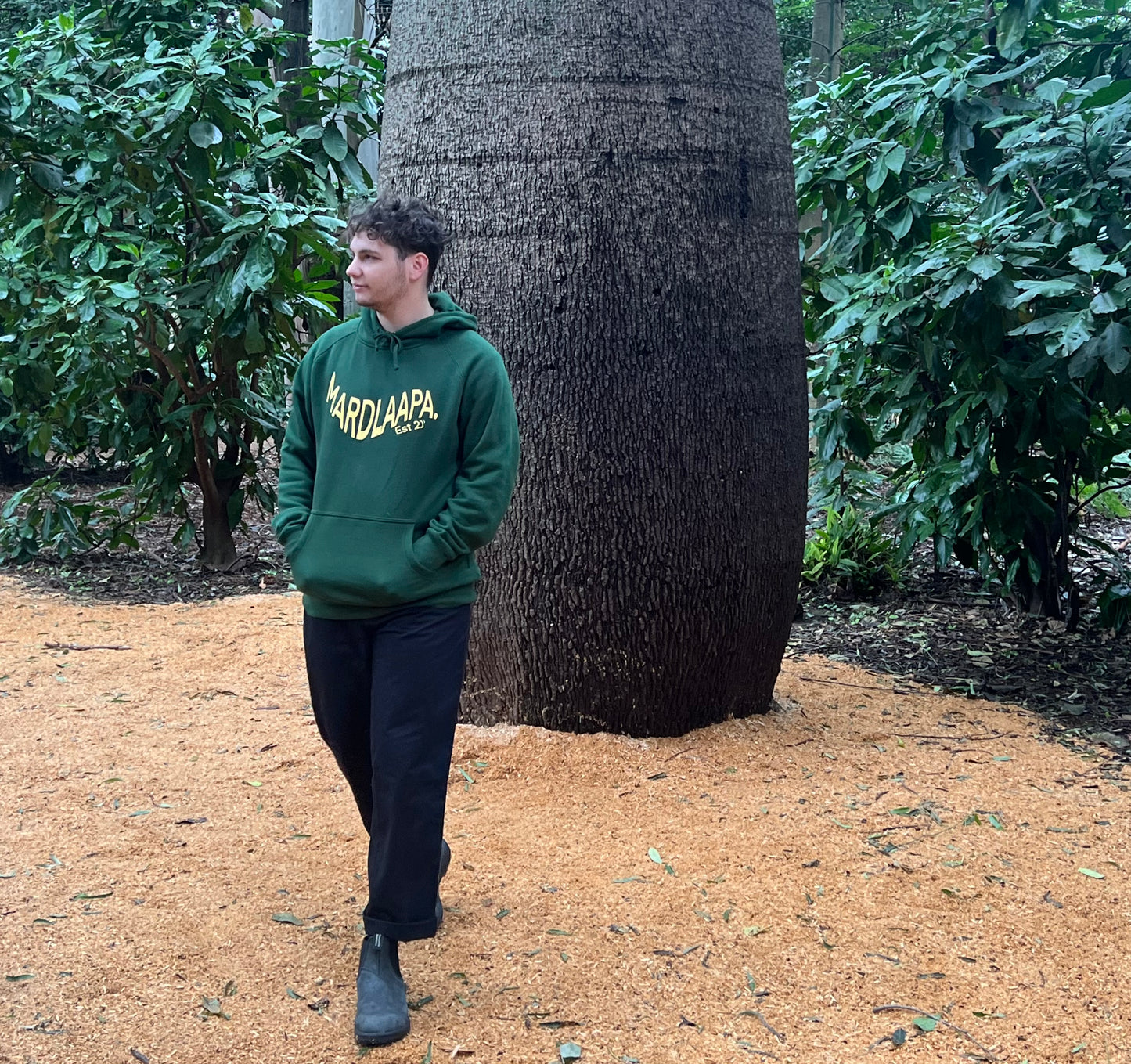 Palm Tree Hoodie in Forest Green