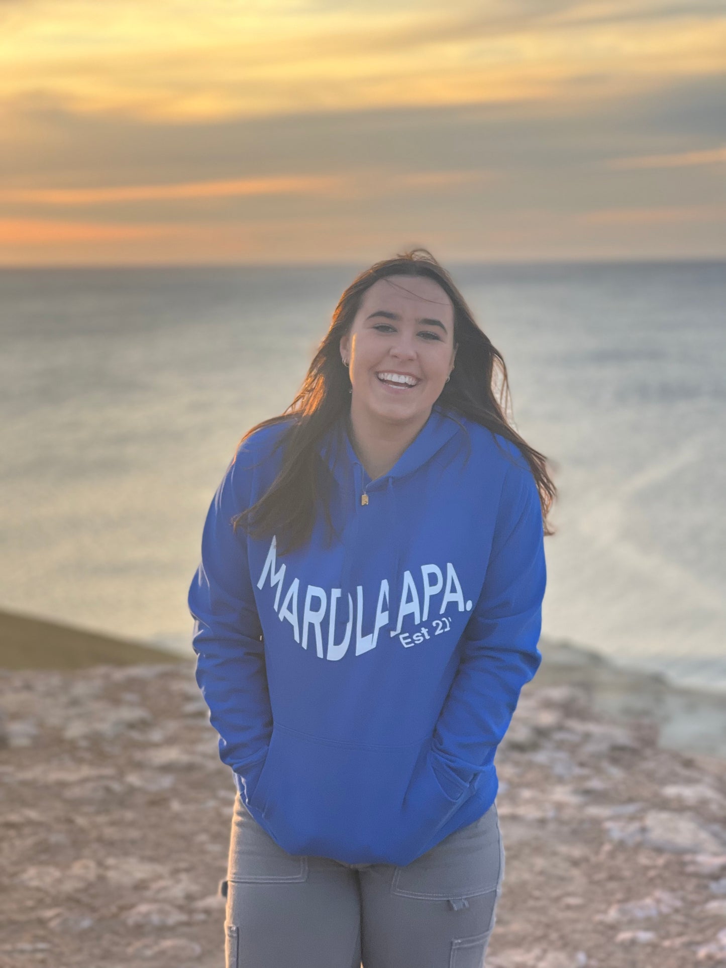 Palm Tree Hoodie in Bright Blue
